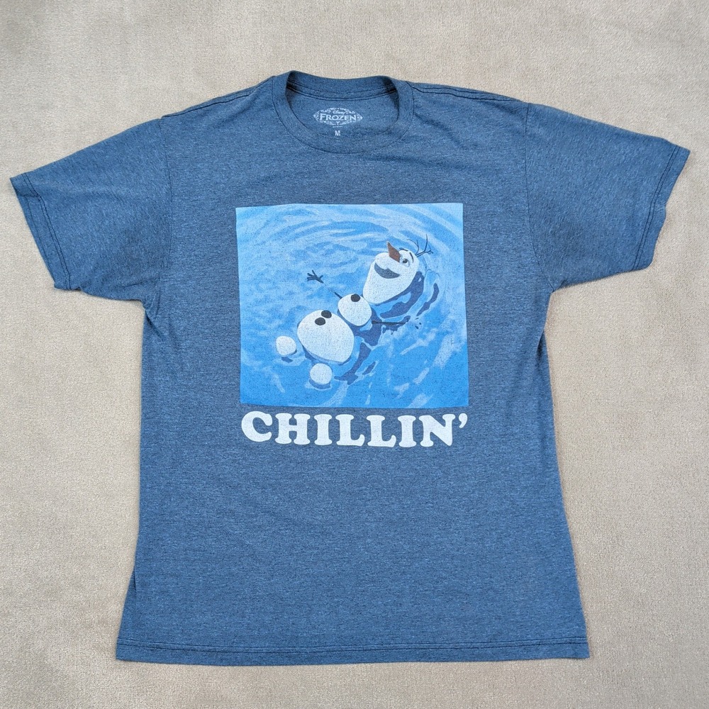 Disney Frozen Olaf Chillin Graphic Tee Size M Blue Heather Short Sleeve Shirt